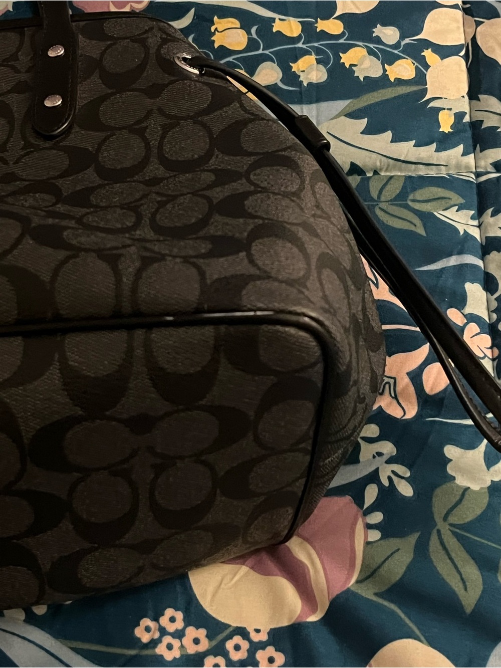 Coach Black/Charcoal Signature Monologue Dome Satchel - Picture 3 of 10